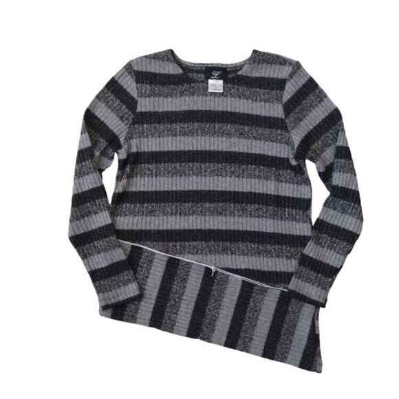 Libra Horizontal Striped Crew Neck Ribbed Knit Pullover Sweater Women's Medium - Picture 1 of 13